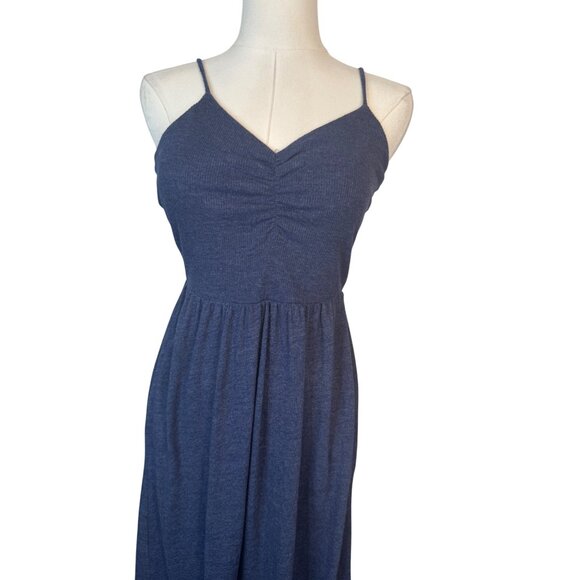 Chasor XS Navy Blue Sleeveless Midi Dress Adjustable Spaghetti Straps - Picture 4 of 16
